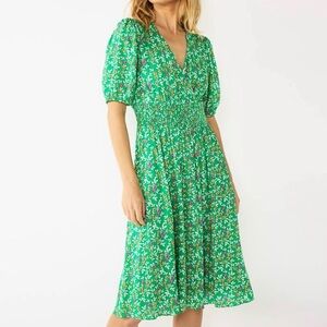 Draper James Green Floral Midi Dress Large